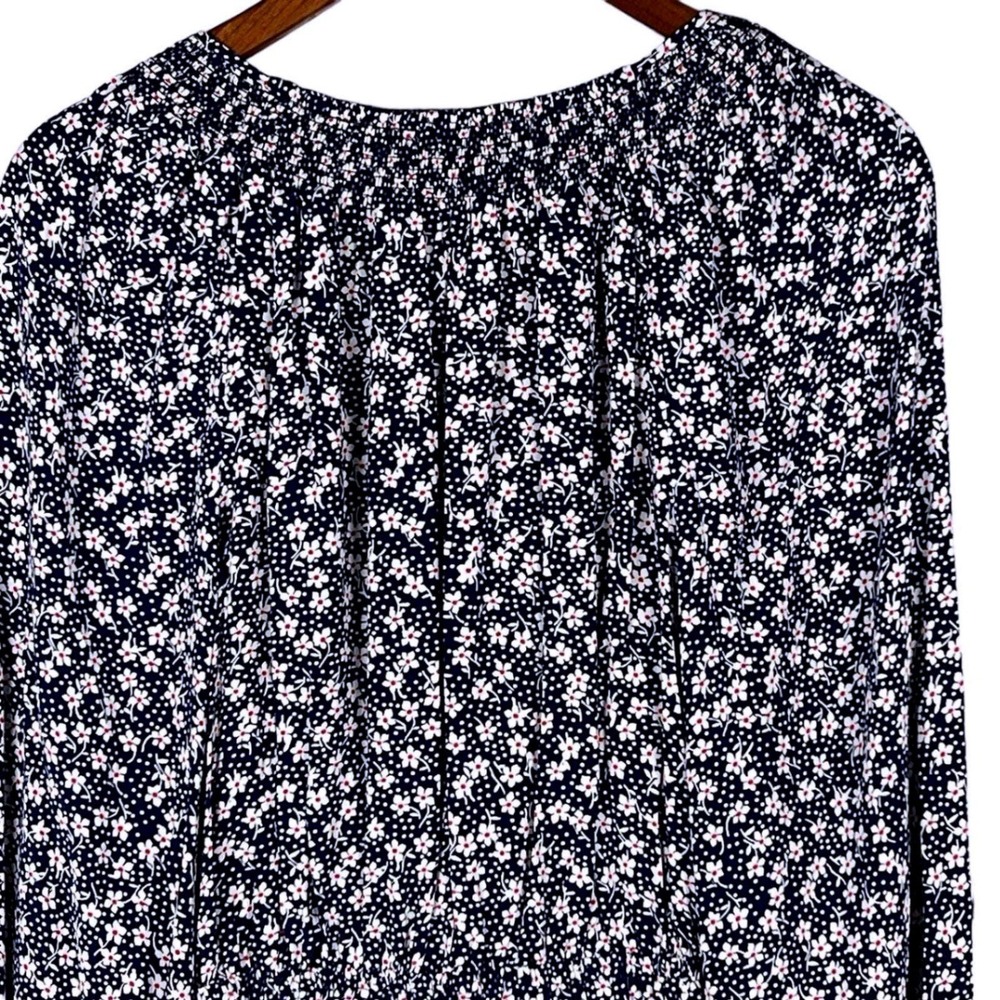 Polo Ralph Lauren Floral Long Sleeve Romper Navy Blue Pink Boho Smocked Waist - Picture 10 of 16